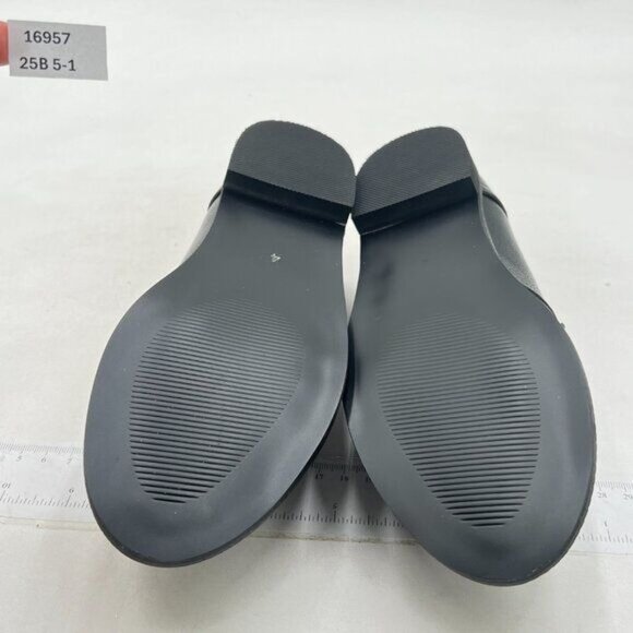 FYS Black Round Toe Slip On Penny Loafer Casual Chunky Low Heel Oxford Work Shoe - Picture 7 of 8